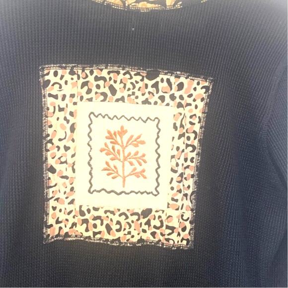 Surya Patch Beaded Midi Dress M Black Batik Accent Boho Patchwork Pockets Sheath - Picture 5 of 8